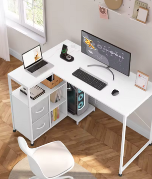 L-Vormig Hoekbureau met USB & Opbergruimte – 120 cm Werkblad