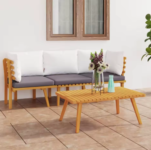 3-delige Tuinlounge Set met Kussens – Weerbestendig Acaciahout, Comfortabel voor Terras en Tuin