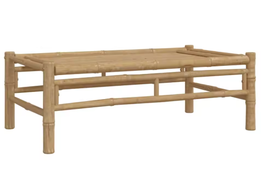 Garden Loungeset met Crèmewit Bamboe Kussen – Modulaire Buitenbankset met Salontafel voor Tuin, Terras en Balkon