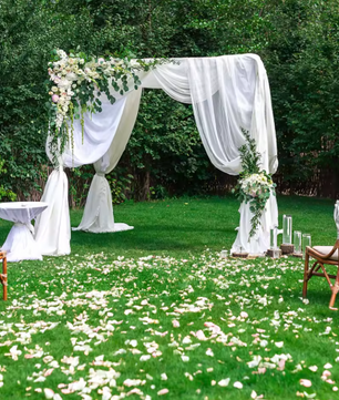 Metalen Pergola 180x180x270 cm – Luxe Bruiloft Luifel met Oxford Doek en Trellis Design, Wit