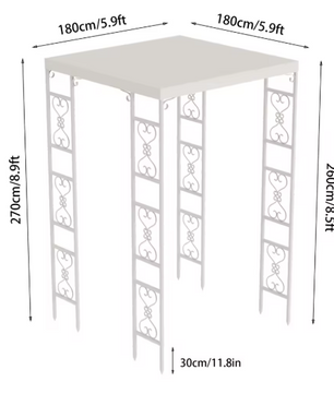 Metalen Tuinpergola met Luifel – 180×180×270 cm, Herbruikbare Bruiloftsboog met Waterdichte Overkapping