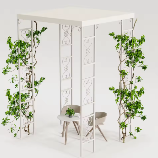 Metalen Pergola 180x180x270 cm – Luxe Bruiloft Luifel met Oxford Doek en Trellis Design, Wit