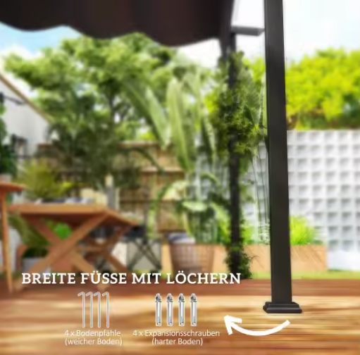 Aluminium Pergola 3x3 m – Wandgemonteerd Terrasdak met Uitschuifbaar Dakzeil en Stalen Frame