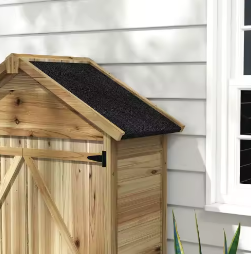 Houten Tuinschuur met Asfaltdak – 3 Verdiepingen, Waterdicht en Weerbestendig, Voor Buitenopslag, 102x54x177 cm