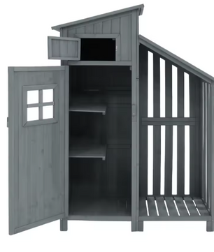 Houten Tuinkast met Planken – Gereedschapskast voor Buiten, Waterdicht, 124x46x174 cm