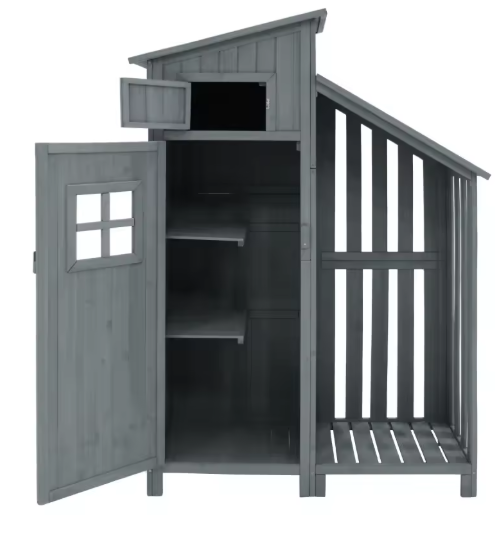 Houten Tuinkast met Planken – Gereedschapskast voor Buiten, Waterdicht, 124x46x174 cm