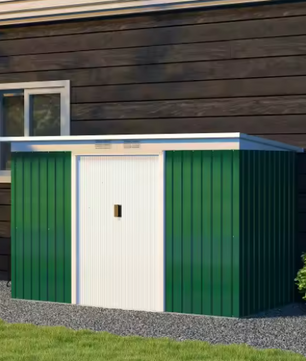 Grote Tuinschuur van Gegalvaniseerd Staal – 280 x 130 x 172 cm met Schuifdeur en Ventilatieroosters