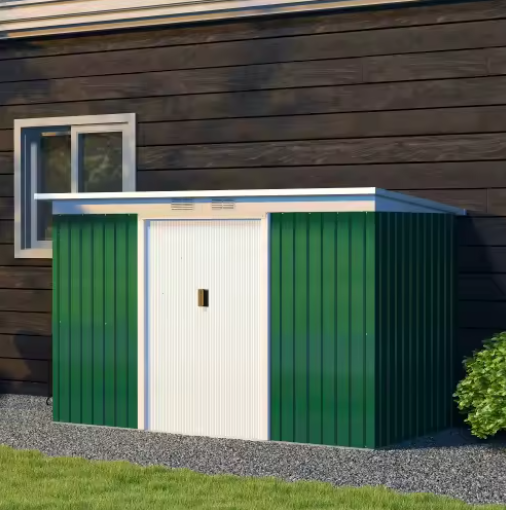 Grote Tuinschuur van Gegalvaniseerd Staal – 280 x 130 x 172 cm met Schuifdeur en Ventilatieroosters