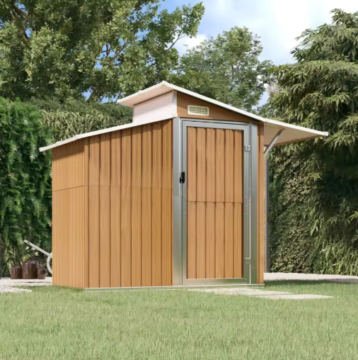 Grote Tuinschuur van Gegalvaniseerd Staal – 270 x 130 x 208,5 cm met Ventilatie en Dakpanelen