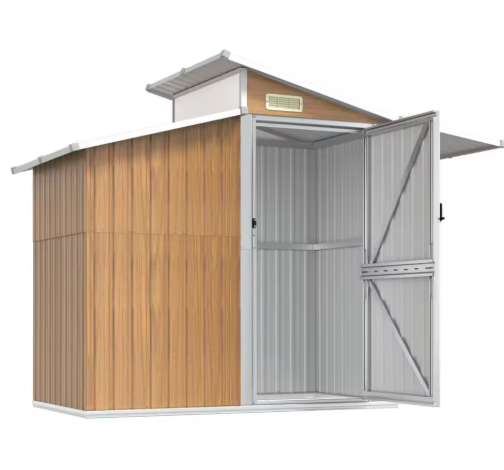 Grote Tuinschuur van Gegalvaniseerd Staal – 270 x 130 x 208,5 cm met Ventilatie en Dakpanelen
