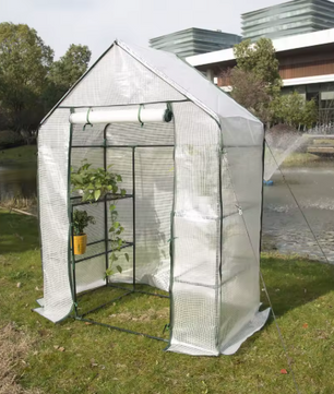 Tuinkas met 6 Niveaus – 143×73×195 cm, PE-folie & Stalen Frame, Bescherming voor Planten en Groenten