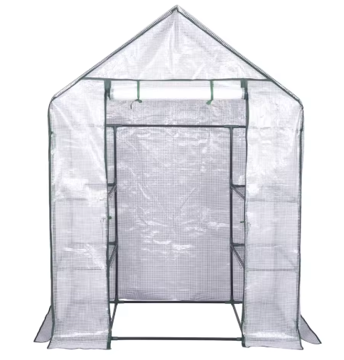 Tuinkas met 6 Niveaus – 143×73×195 cm, PE-folie & Stalen Frame, Bescherming voor Planten en Groenten