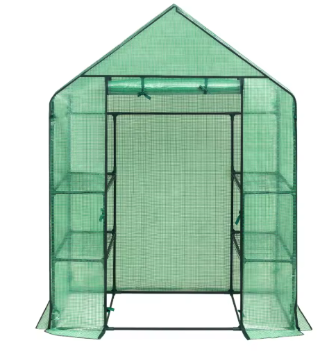 Tuinkas met 6 Niveaus – 143×73×195 cm, PE-folie & Stalen Frame, Bescherming voor Planten en Groenten