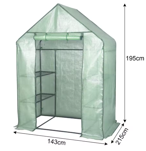 Opvouwbare Tuinkas met Planken – 143×215×195 cm, Waterdicht en UV-bestendig