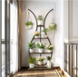 Hoge Vaasvormige Plantenstandaard – 5-Laags Metalen Displayrek met Hangers, 181 cm Hoog
