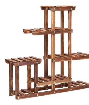 Plantenstandaard van Grenenhout – Compact Displayrek voor Binnen & Buiten, 3-Laags, 60x11,5x61,5 cm