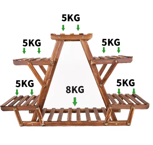 6-laags Plantenstandaard van Hout & Metaal – Compact Hoekrek voor Binnen & Buiten