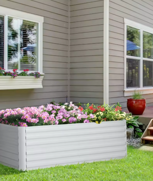 Verhoogde Plantenbak 180x90x59 cm – Stalen Kweekbak met Afvoerfunctie, Grijs