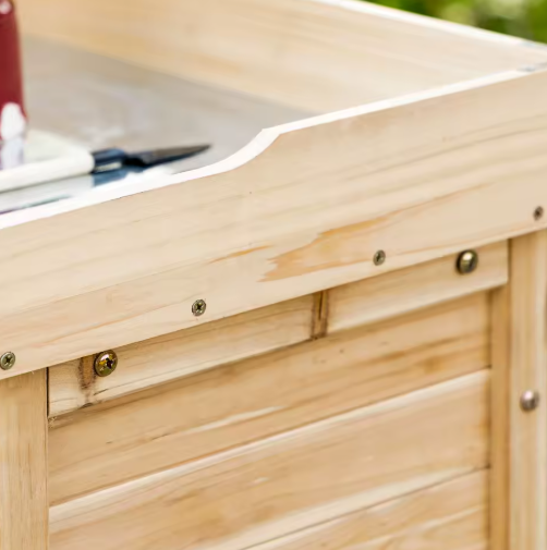 Houten Tuinkast 83x40x92 cm – Opbergkast met Werkblad & 2 Vakken, Naturel