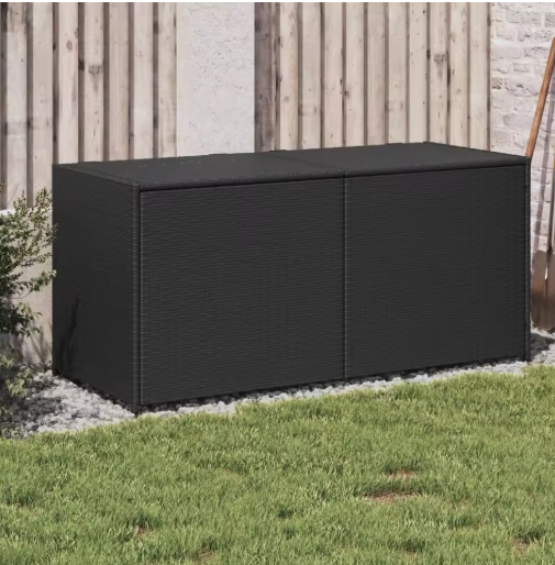 Tuinkist van Polyrattan – 283L Opbergbox met Deksel & Binnentas, Zwart