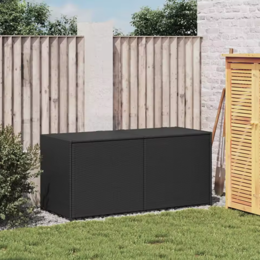 Tuinkist van Polyrattan – 283L Opbergbox met Deksel & Binnentas, Zwart