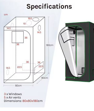 Binnenkas met Observatievensters – Reflecterende Kweektent van Oxford-Stof, Waterdicht & Lichtdicht, voor Balkon en Binnengebruik