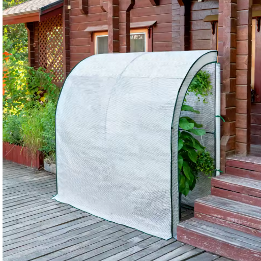 Leunende Tuinkas 200×100×210 cm – PE Zeildoek, Oprolbare Deuren & Stalen Frame, Kweekkas voor Tomaten, Groenten en Bloemen