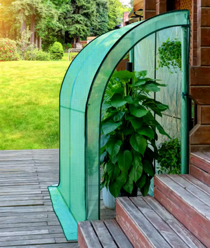 Leunende Tuinkas 200×100×210 cm – PE Zeildoek, Oprolbare Deuren & Stalen Frame, Kweekkas voor Tomaten, Groenten en Bloemen