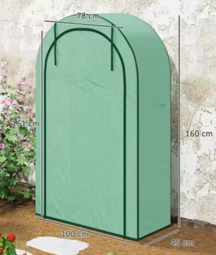 Foliekas met Rolluikdeur en 7 Planken – UV-bestendige Hoes, Stalen Frame en Grote Opslagruimte, 100×45×160 cm