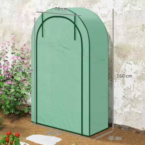Foliekas met Rolluikdeur en 7 Planken – UV-bestendige Hoes, Stalen Frame en Grote Opslagruimte, 100×45×160 cm