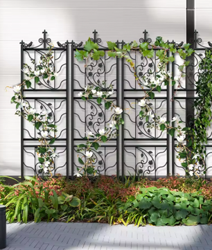 Set van 2 Metalen Klimrekken voor Planten – Zwarte Tuinspalies van 195 cm Hoog, Ideaal als Tuinafscheiding of Klimsteun