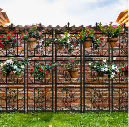 Set van 2 Metalen Klimrekken voor Planten – Zwarte Tuinspalies van 195 cm Hoog, Ideaal als Tuinafscheiding of Klimsteun