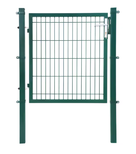 Afsluitbare Tuinpoort van Gegalvaniseerd Staal – Inclusief Slot, Sleutels en Palen, Roestbestendig en Weerbestendig, Grijs/Groen