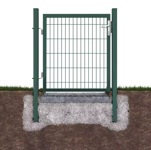 Afsluitbare Tuinpoort van Gegalvaniseerd Staal – Inclusief Slot, Sleutels en Palen, Roestbestendig en Weerbestendig, Grijs/Groen