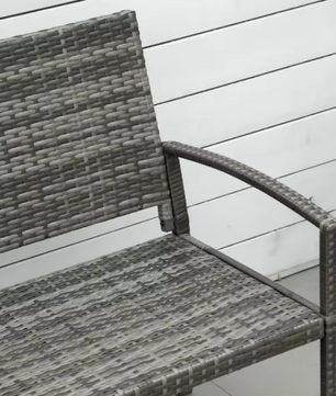 2-Zits Polyrotan Parkbank – Grijze Tuinbank met Stalen Frame, Weerbestendig en UV-bestendig, Draagvermogen 320 kg