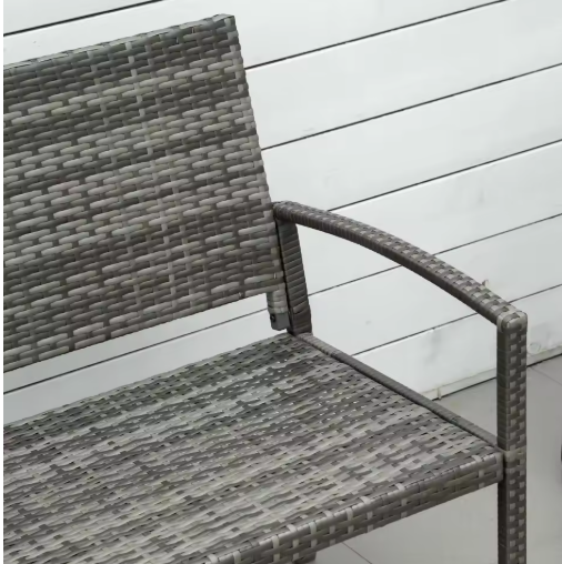2-Zits Polyrotan Parkbank – Grijze Tuinbank met Stalen Frame, Weerbestendig en UV-bestendig, Draagvermogen 320 kg