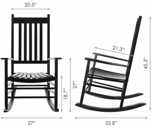 Houten Schommelstoel met Hoge Rug – Voor Binnen & Buiten, Extra Groot en Comfortabel