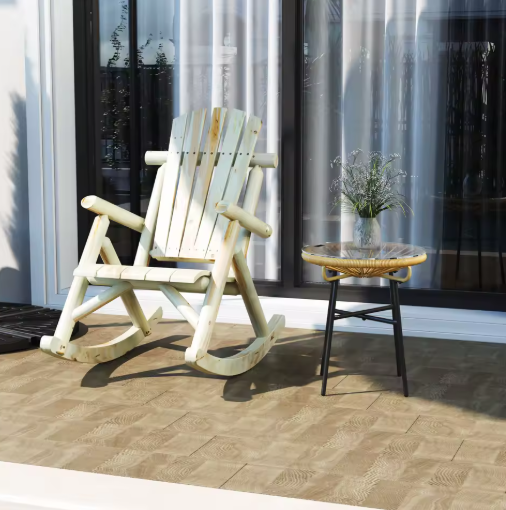 Tuinschommelstoel van Hout – Comfortabele Fauteuil met Hoge Rugleuning, Voor Binnen & Buiten