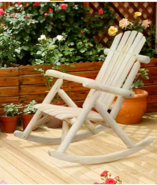 Tuinschommelstoel van Hout – Comfortabele Fauteuil met Hoge Rugleuning, Voor Binnen & Buiten