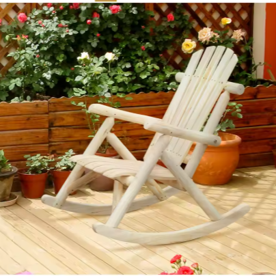 Tuinschommelstoel van Hout – Comfortabele Fauteuil met Hoge Rugleuning, Voor Binnen & Buiten