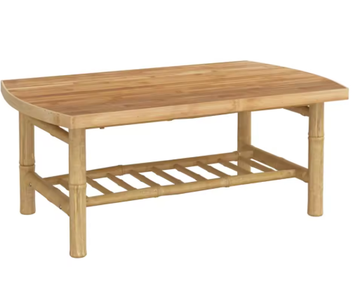 Set van 3 Bamboe Tuinmeubelen – 2 Stoelen met Kussens & Salontafel, Crème
