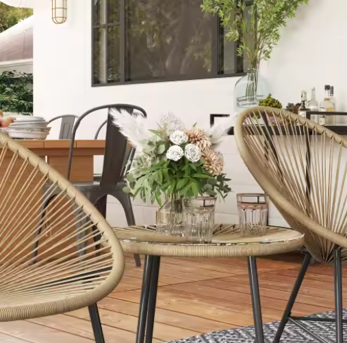 3-delige Balkon Loungeset – Acapulco Stoelen & Glazen Tafel