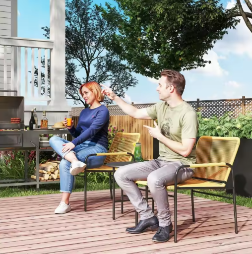 3-delige Rotan Bistroset – Tuinmeubelset met Tafel & Stoelen