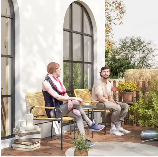 3-delige Rotan Bistroset – Tuinmeubelset met Tafel & Stoelen
