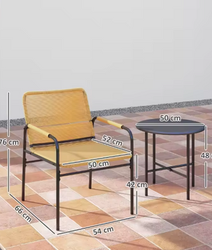 3-delige Rotan Bistroset – Tuinmeubelset met Tafel & Stoelen
