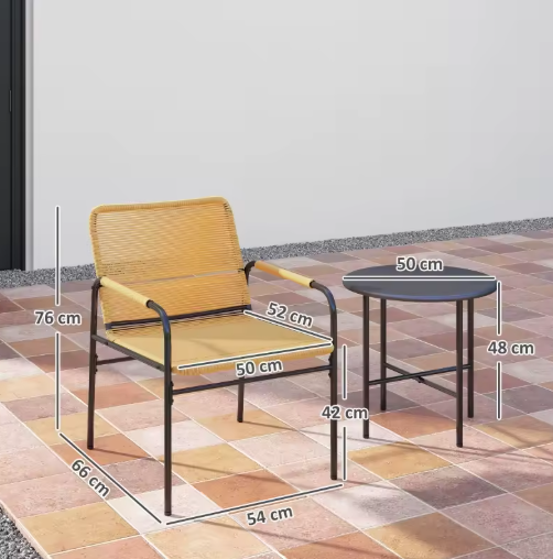 3-delige Rotan Bistroset – Tuinmeubelset met Tafel & Stoelen
