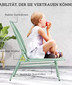 3-delige Stalen Bistro Tuinset – Groene Schelpstoelen & Tafel