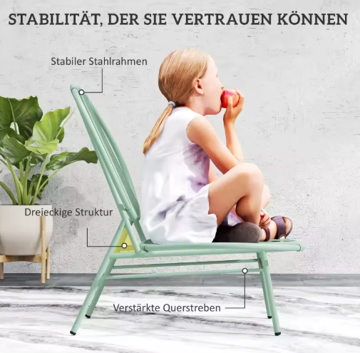 3-delige Stalen Bistro Tuinset – Groene Schelpstoelen & Tafel