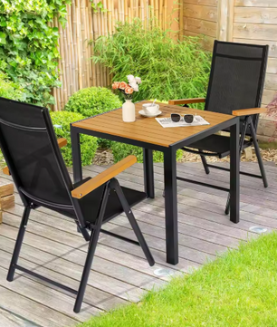 3-delige Aluminium Balkonset – Klapstoelen & WPC Tuintafel