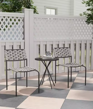3-delige Polyrotan Bistroset – Stapelbare Stoelen & Tafel